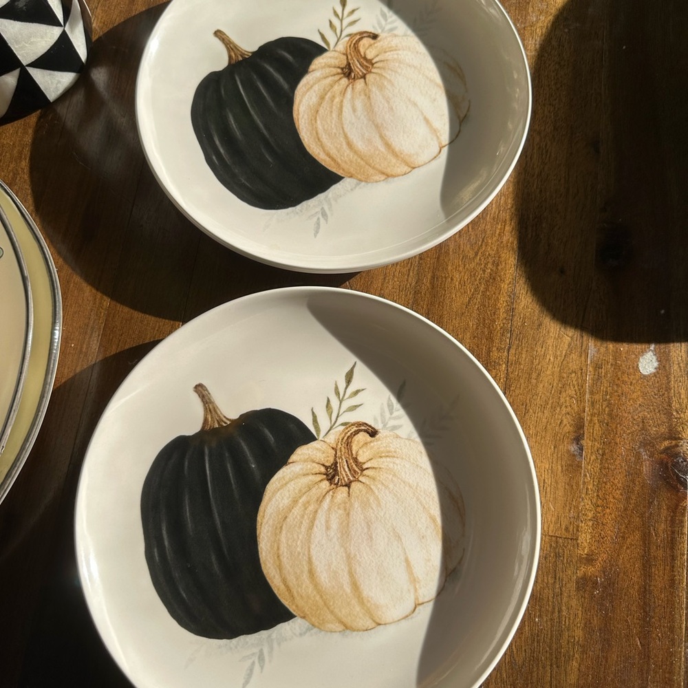 Elegant Black and Cream Pumpkin Dessert Plates